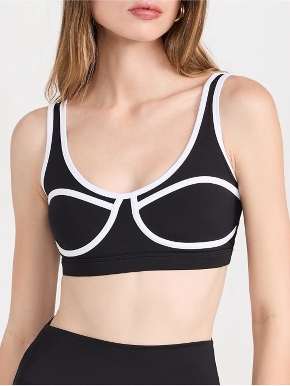 NWT Beach Riot Olympia Black White Piping Top Sports Bra Sz XL
